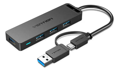 Hub Adaptador Usb Y Usb C 4 Puertos 3,0 + Micro Usb Vention Negro