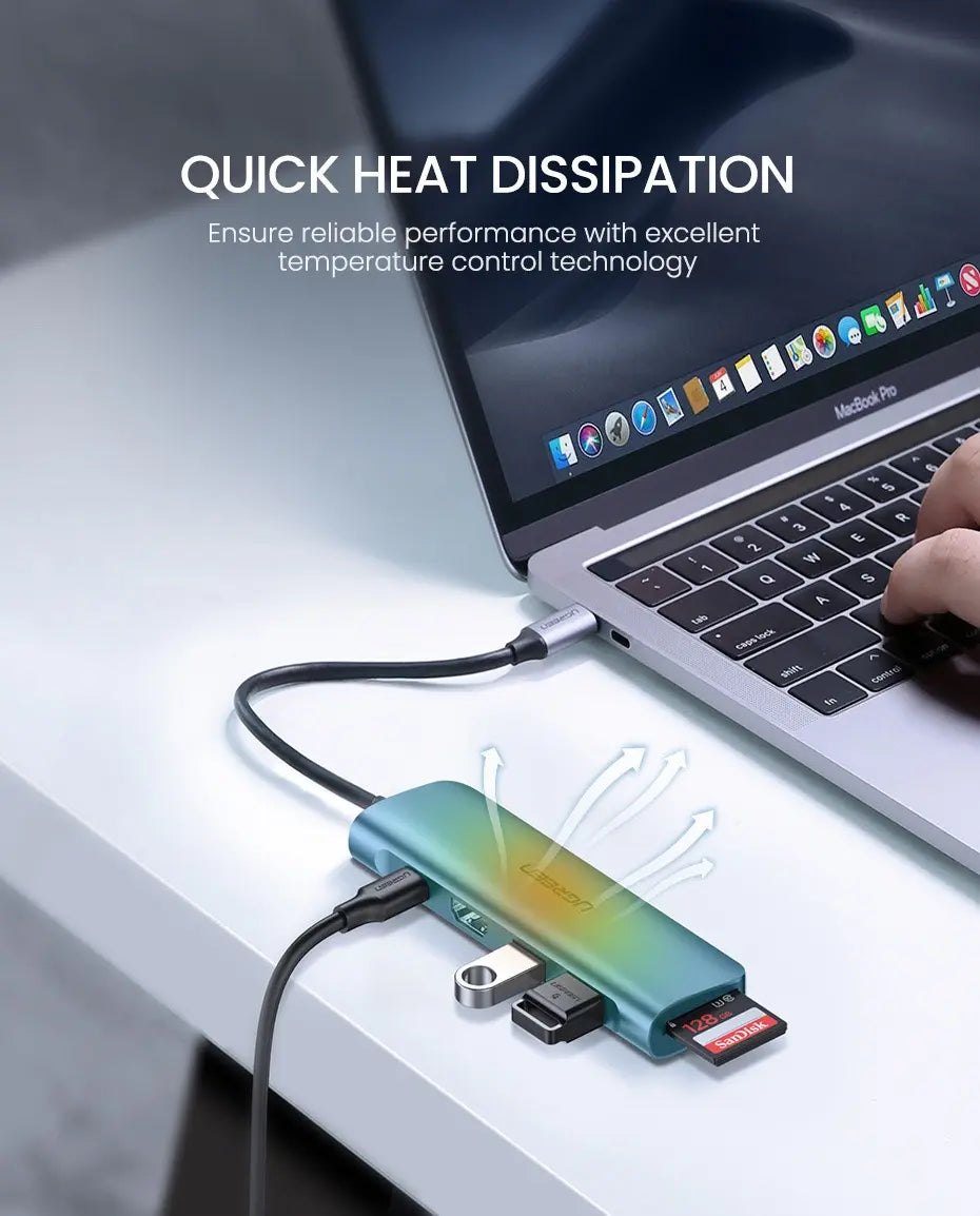 Hub Multipuerto Usb-c 6 En 1 Pd Hdmi Usb 3,0 4k Sd Fd Ugreen