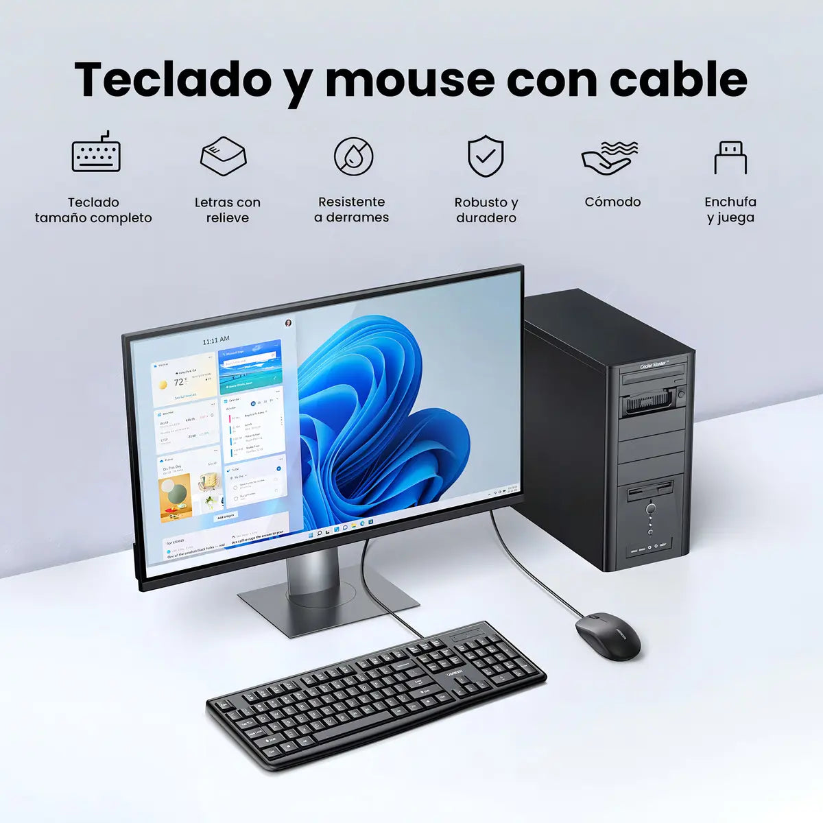 Kit Teclado Y Mouse Usb Ugreen Combo Business Premium 1200dp Negro