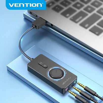 Tarjeta De Sonido Usb A Auxiliar Auricular Microfono Vention