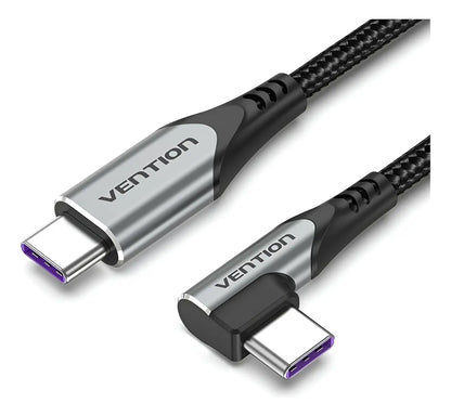 Cable Usb-c 90° Macho A Usb-c Macho 1,5m Mallado Vention Negro