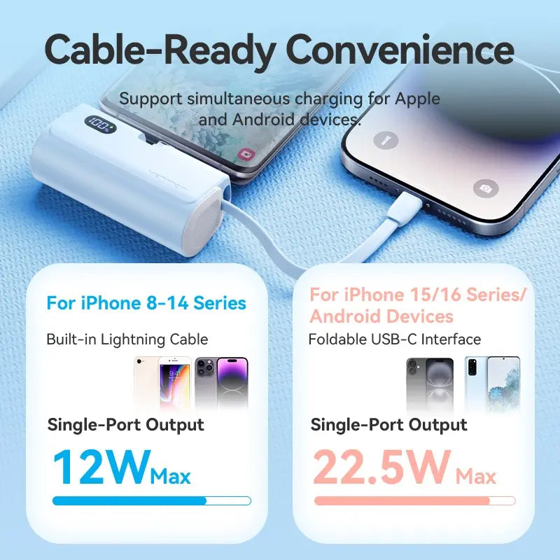 Cargador Portatil Powerbank Light+ Usb C 20w 4800mah Vention