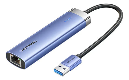 Hub Multipuerto Usb 3,0 - 5 En 1 - Usb C - Rj45 Vention Plateado