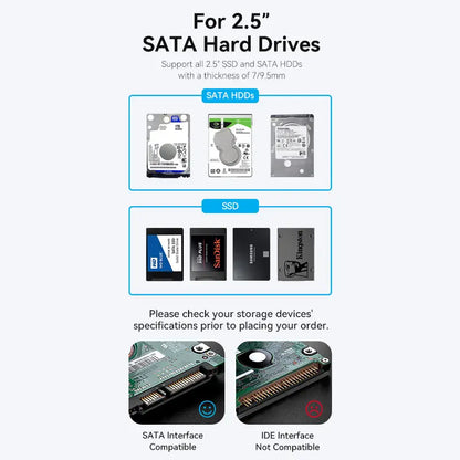 Carry Disk Sata 2,5p Hdd Ssd 6 Gbps Usb-c 3,1 Gen 2 Vention Negro