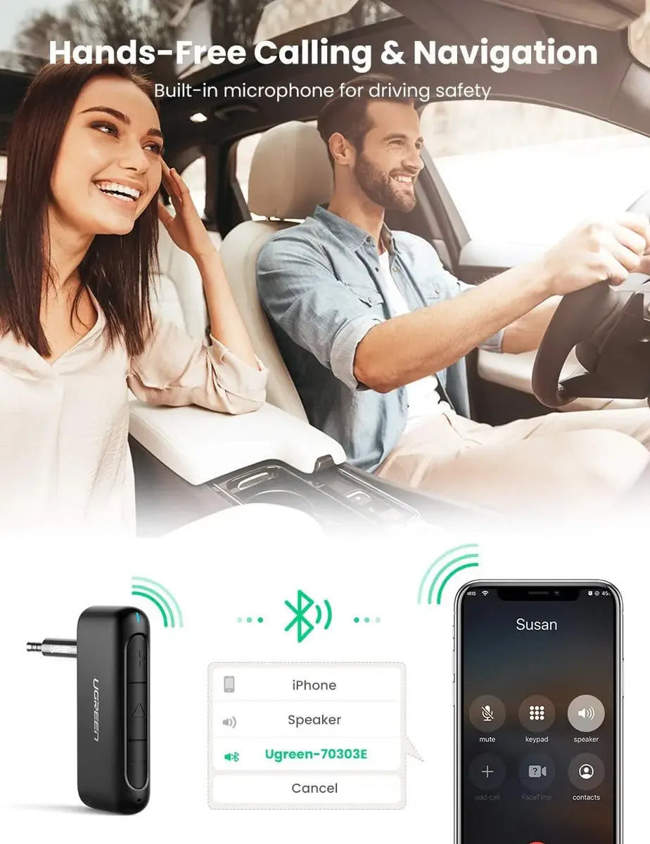 Receptor Adaptador Bluetooth 5,0 Ugreen Control Volumen Auto