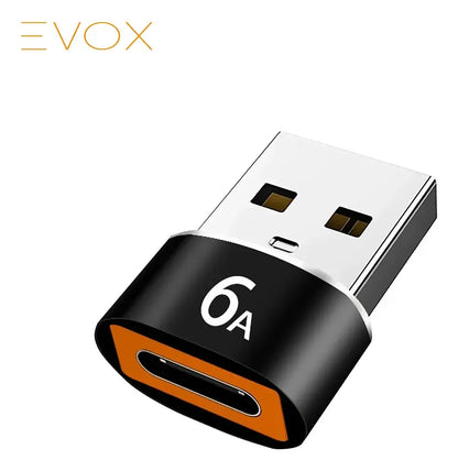 Mini Adaptador Evox Usb Tipo C Hembra A Usb 2,0 Macho Negro