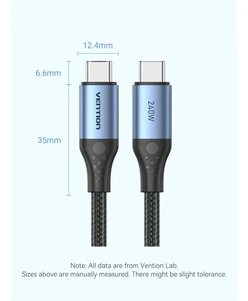 Cable Usb C 240w Carga Ultra Rapida Trenzado 2 M Vention Negro