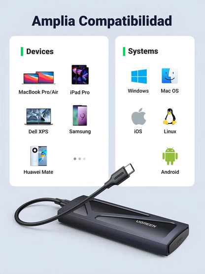 Carry Disk Usb 3,2 Gen2 M,2 Nvme Ssd 10gbps Ugreen Negro