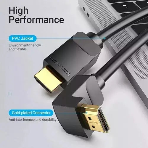 Cable Hdmi 2 M Codo 270 Grados 4k Hdr 60hz 3d Arc Vention