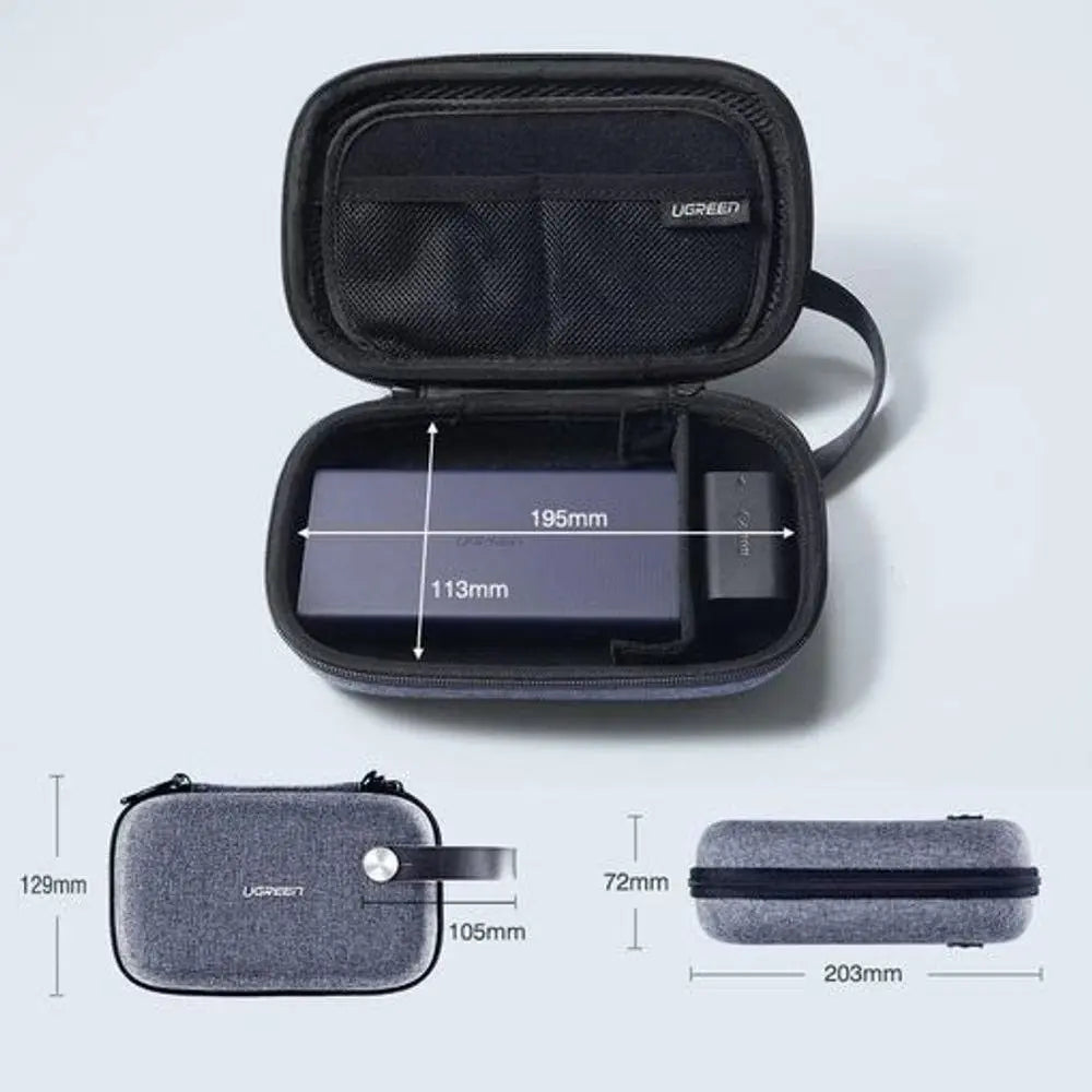 Estuche Organizador De Cables Memorias Discos Viaje Ugreen Gris Oscuro