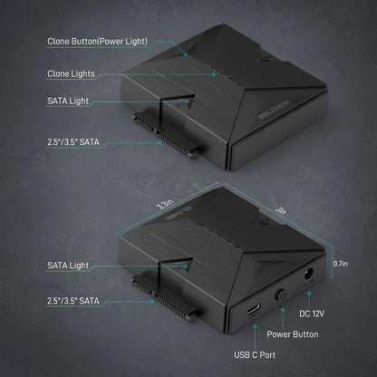 Docking Station Doble Bahia Usb 3,2 Sata 2,5 / 3,5 Belcheri
