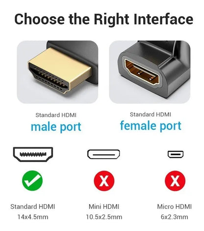 Adaptador Hdmi Macho A Hdmi Hembra Codo 270° 4k Hd Vention
