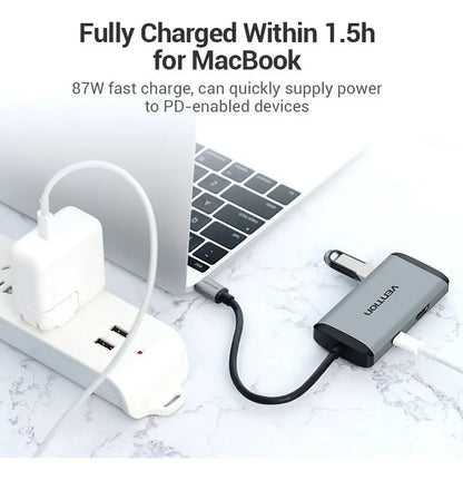 Hub Adaptador Multipuerto 6 En 1 Usb C Hdmi Usb 3,0 Vention