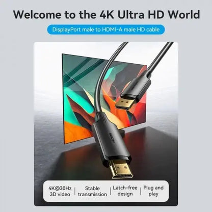 Cable Display Port A Hdmi 4k 30hz 2k 60hz 3d 1 M Vention