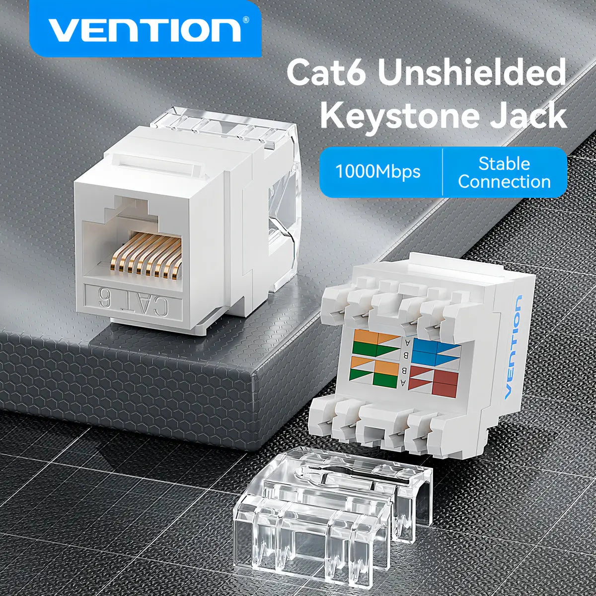 Jack Rj45 Keystone Ficha Utp Cat6 180 Grados 1000mb Vention