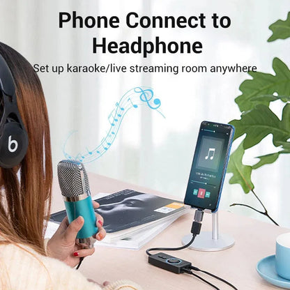 Tarjeta De Sonido Usb A Auxiliar Auricular Micro 1m Vention
