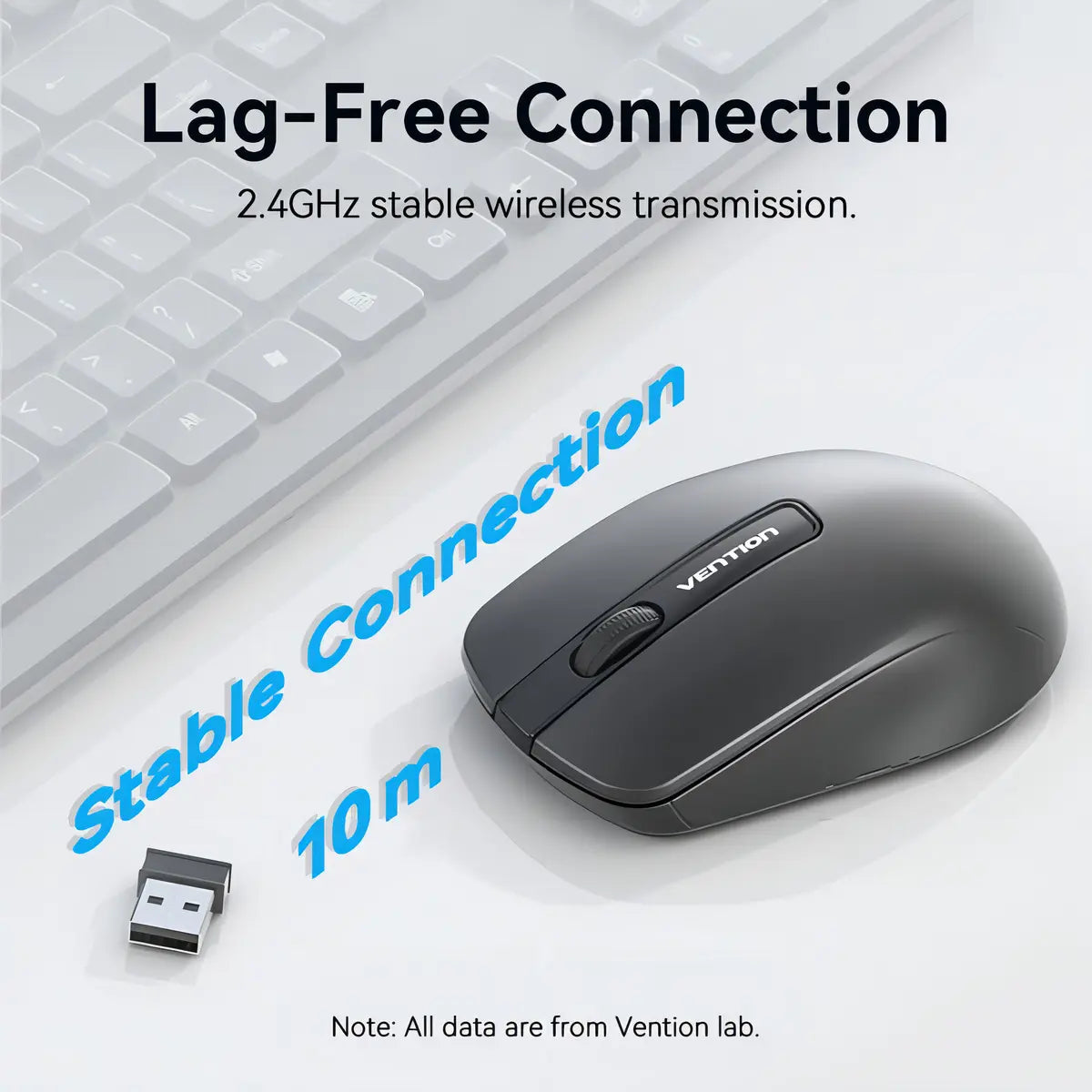 Mouse Optico Vention Inalambrico 10 Metros Usb 1200 Dpi 2,4g Negro
