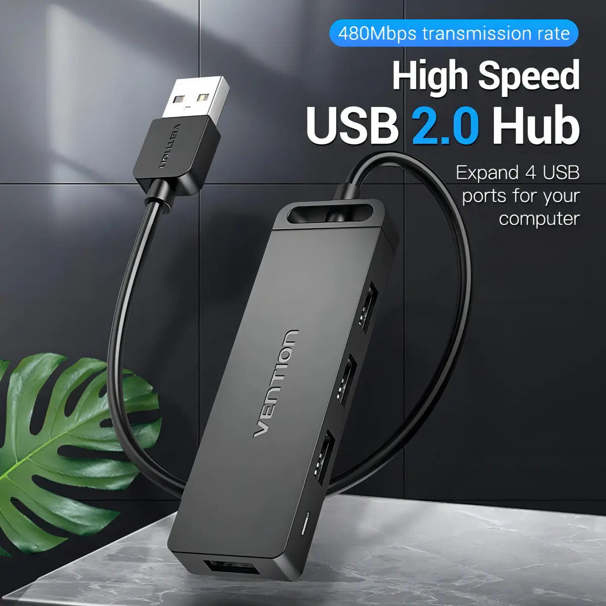 Hub Adaptador Multipuerto 4 En 1 Usb 2,0 Vention Negro