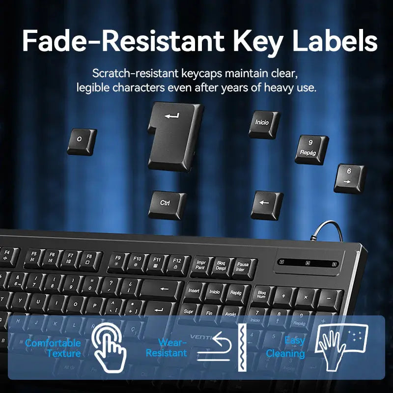Kit Combo Teclado Y Mouse Silencioso Usb Español Vention Negro Negro