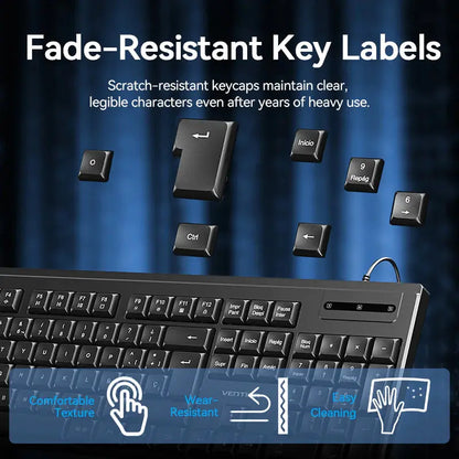 Kit Combo Teclado Y Mouse Silencioso Usb Español Vention Negro Negro