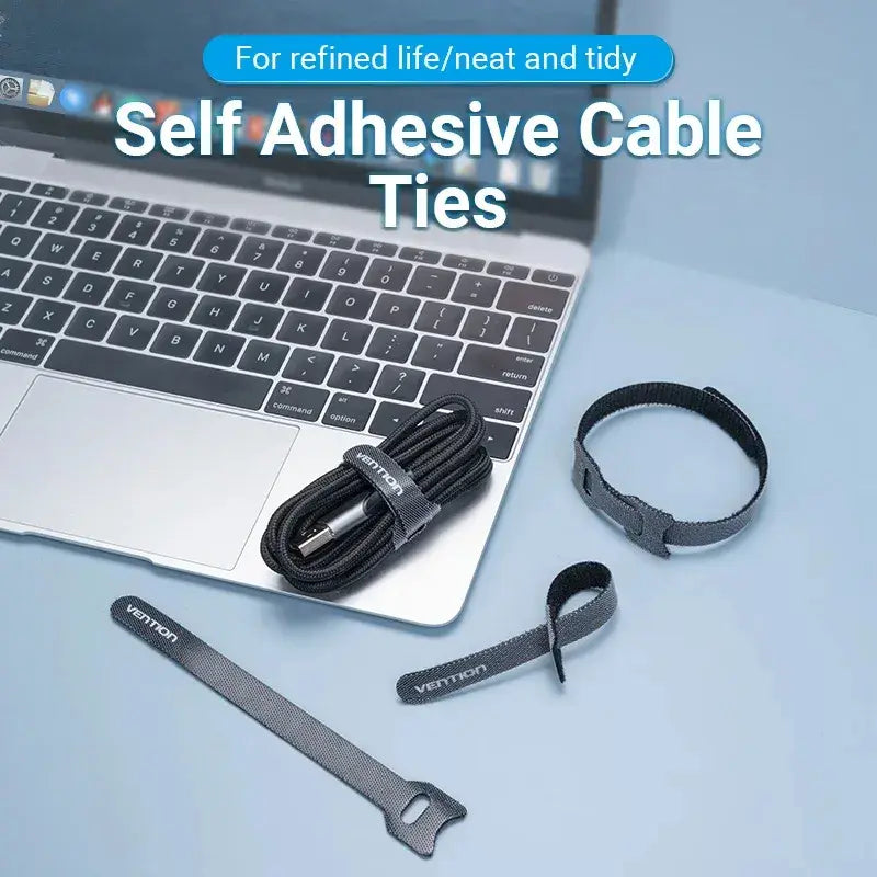Tira Organizadora De Cables Nylon Autoadhesivo 15cm Vention Negro