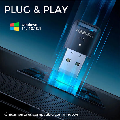 Receptor Bluetooth 5,3 Usb Adaptador Para Pc 20m Ugreen