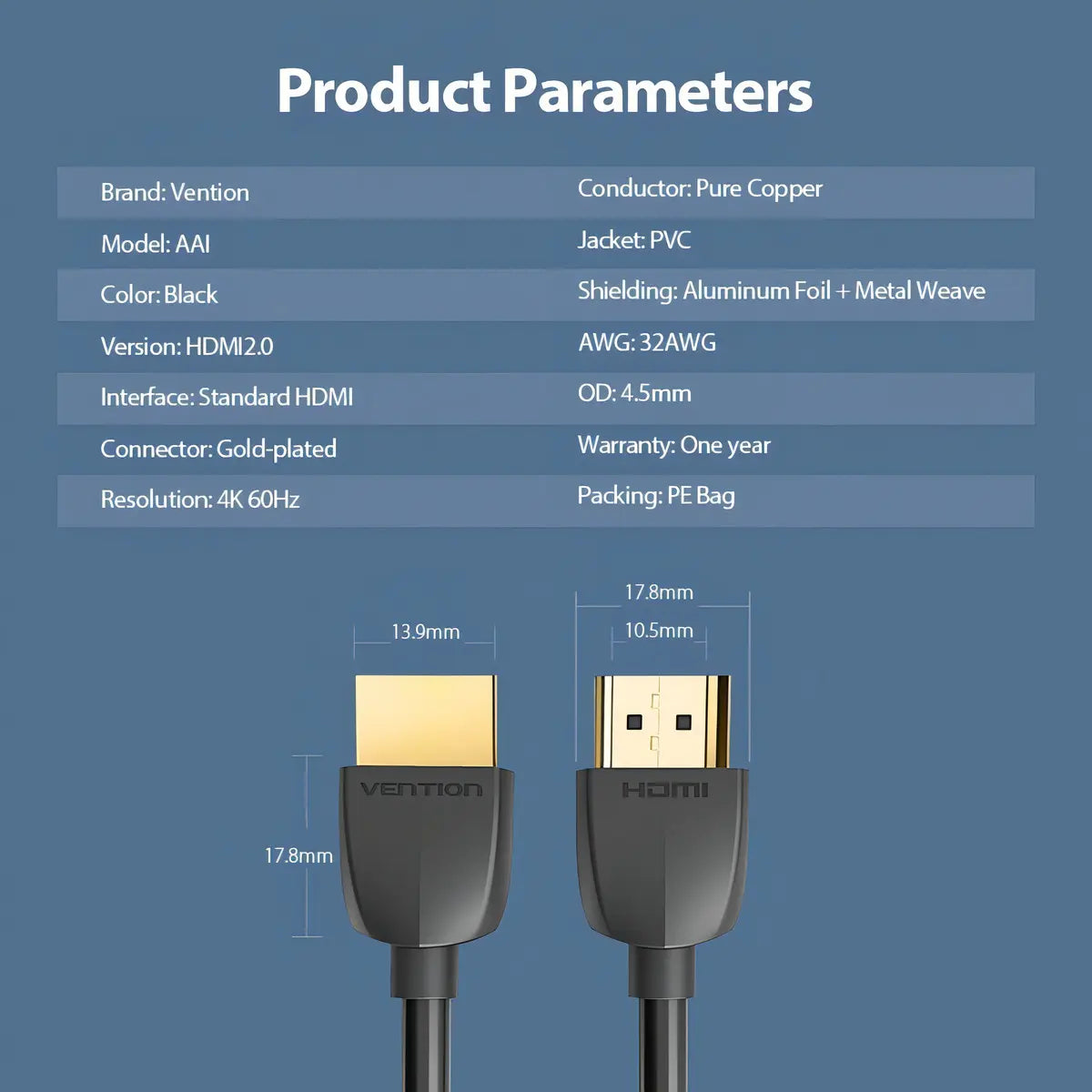 Cable Hdmi 2,0 Certifi Ultra Liviano 4k Hdr 1,5 M Vention