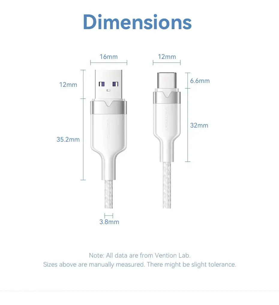 Cable Usb A Usb C 6a 480 Mbps Datos Carga 2m Blanco Vention