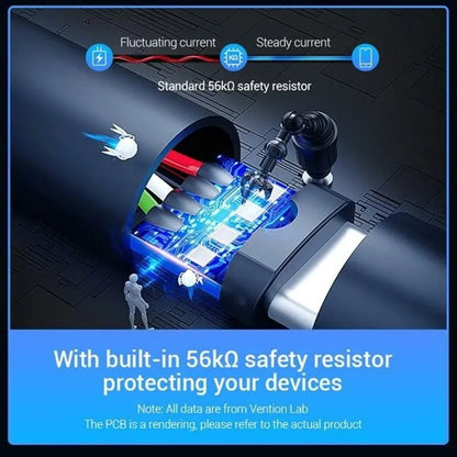 Cable Carga Y Datos Celular Usb-c A Usb 2,0 3a 0,25m Vention Negro