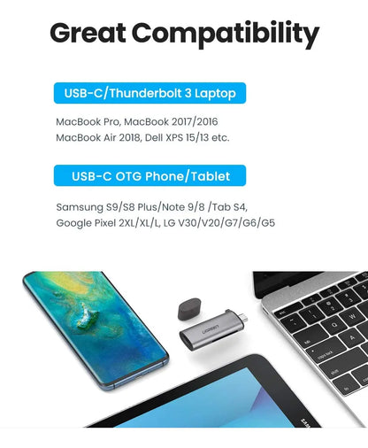 Lector De Tarjetas Usb C Para Celulares Y Notebook Ugreen Gris