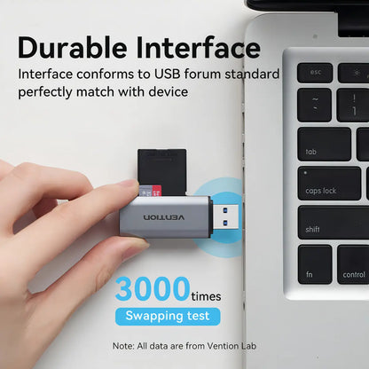 Lectora De Tarjeta - 2 En 1 - Usb 3,0 - Sd Tf Dual Vention Gris