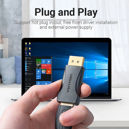 Adaptador Display Port A Hdmi Hembra 1080p Ficha Vention Negro
