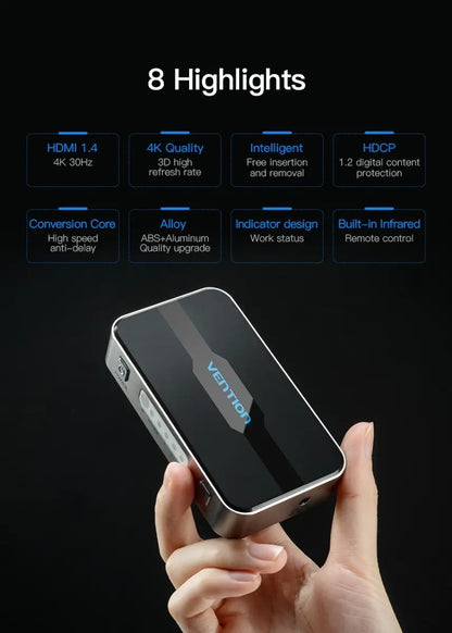 Switch Hdmi 3 In 1 Out Switcher 4k 30hz 10 Gbps Vention