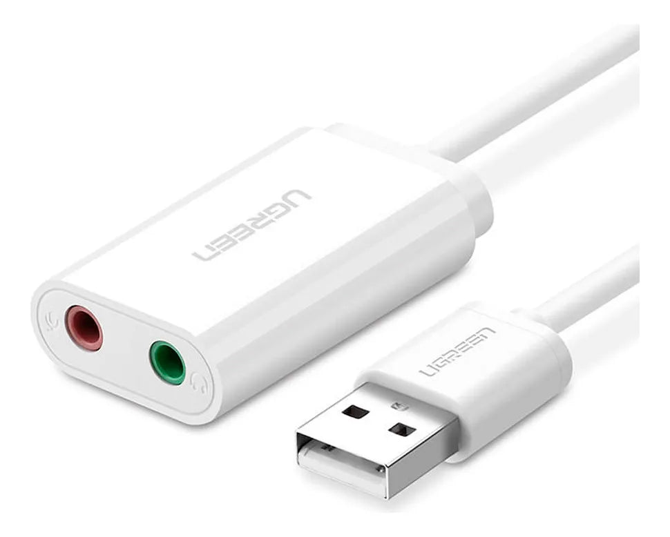 Adaptador Audio Usb A Auxiliar 3,5mm Microfono Blanco Ugreen