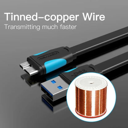 Cable Usb 3,0 A Micro B 1 M Pc Disco Rigido Externos Vention Negro