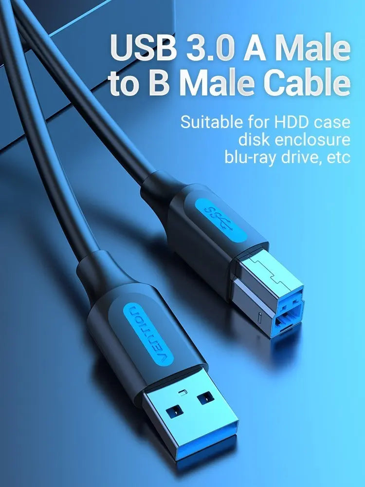 Cable Premium Usb A Tipo B De 3 Metros Impresora Vention Negro