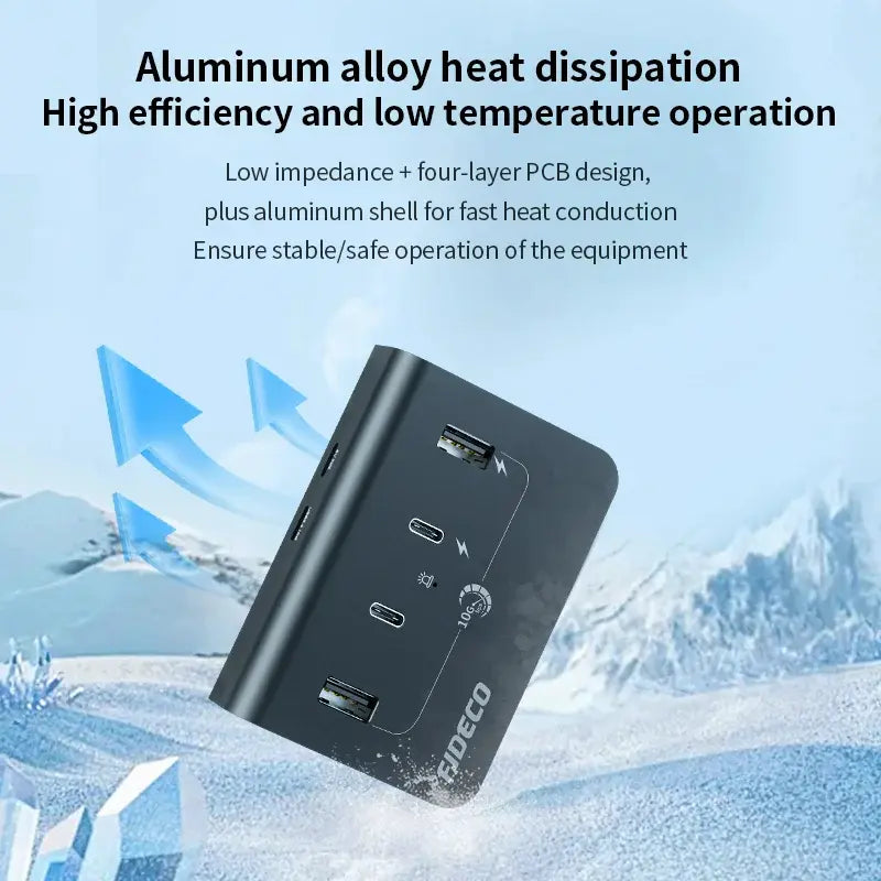 Hub Premium 4 Puertos Usb 3,0 + Usb C 10 Gbps Fideco Negro