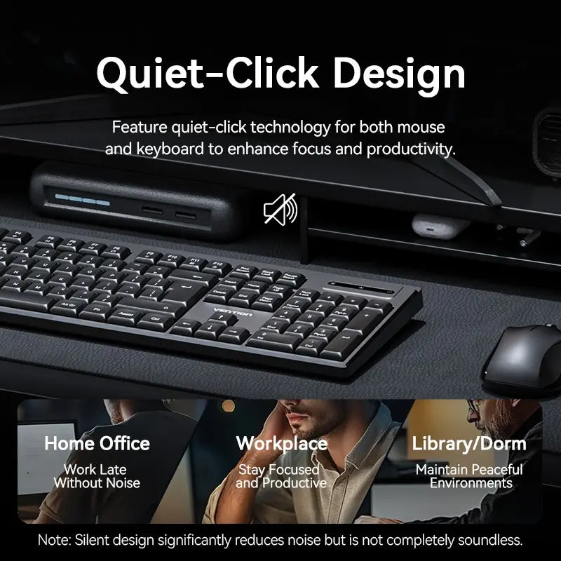 Kit Teclado Y Mouse Inalambrico 2,4g Ktz Vention Color Negro Grafito Negro