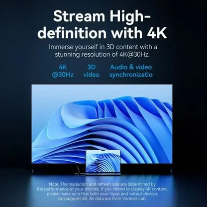 Cable Display Port A Hdmi 4k 30hz 2k 60hz 3d 1 M Vention