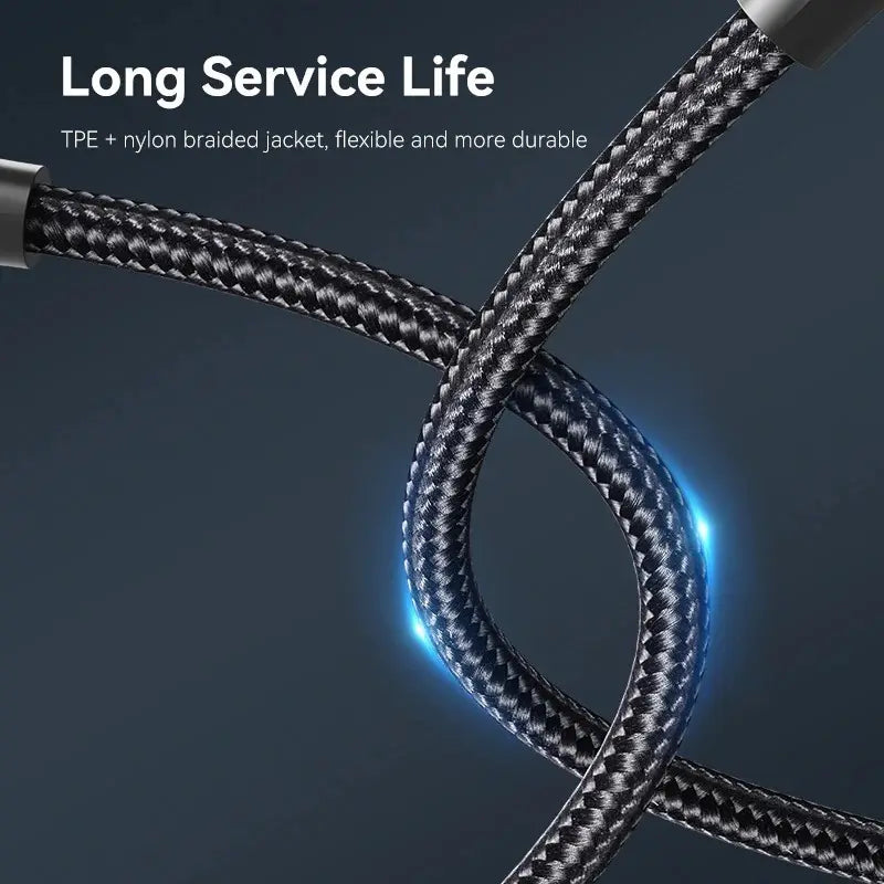 Cable Usb C Trenzado Carga Rapida 3a Premium 3m Vention Negro