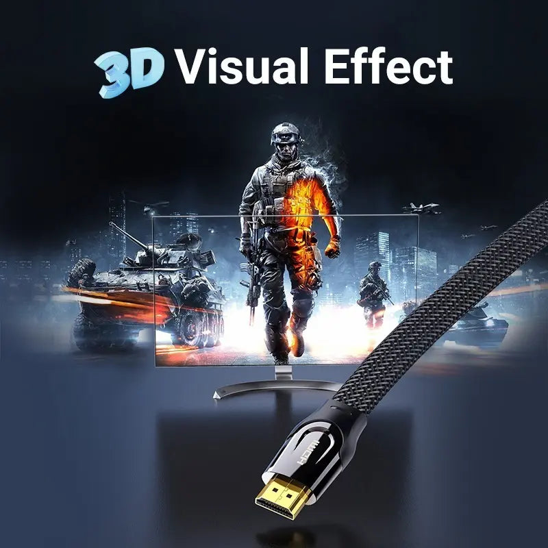 Cable Hdmi 2,0 Flat Trenzado Certificado 4k 2M Vention
