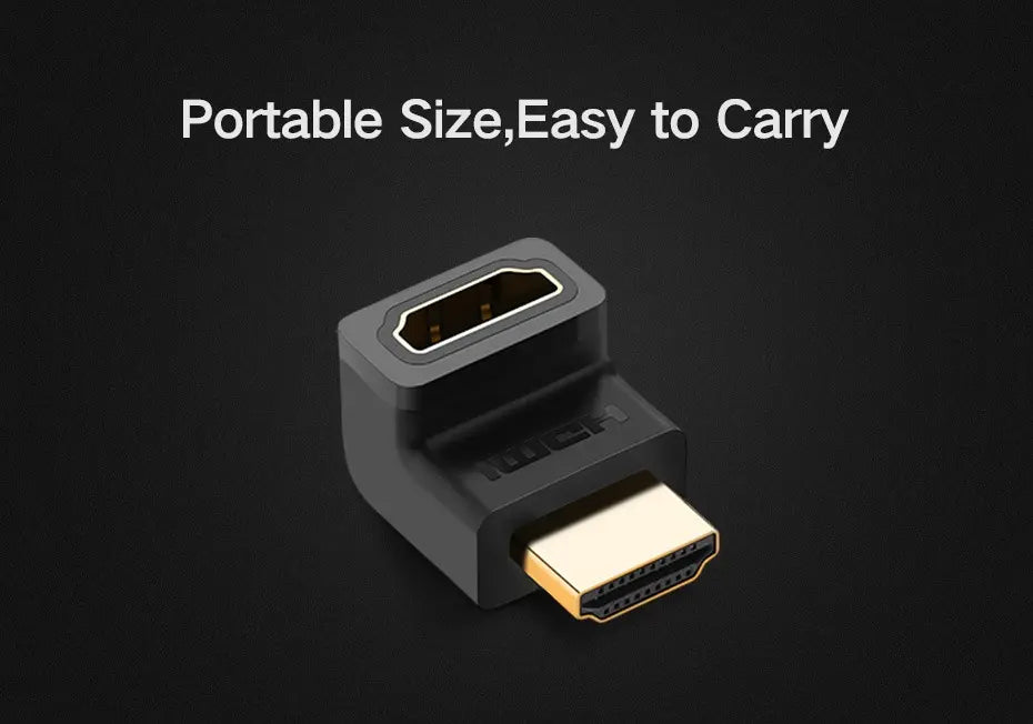 Ficha Adaptador Hdmi 2,0 4k Macho A Hembra Curvo 270° Ugreen