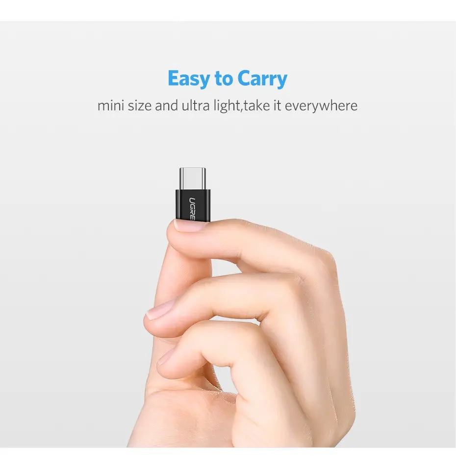 Adaptador Micro Usb Hembra A Usb C Macho Otg Ugreen Negro