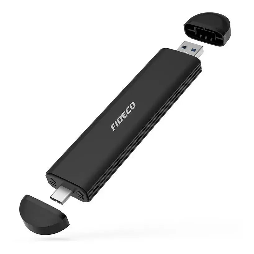 Carry Disk Case M2 Ssd Nvme Sata Dual Usb C + Usb 3,2 Fideco Negro