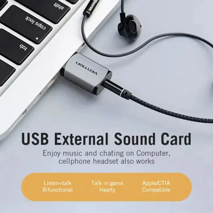 Adaptador Tarjeta De Audio Externo Usb Jack 3,5 Ctia Vention