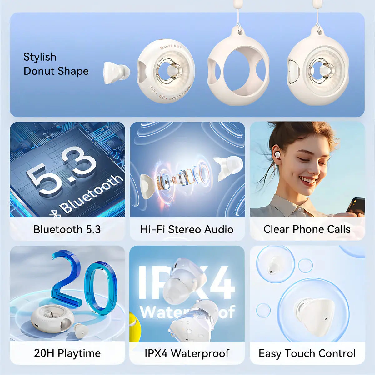 Auriculares Inear Bluetooth 5,3 Hi-fi Ipx4 Touch Vention