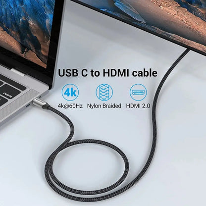 Cable Adaptador Usb-c A Hdmi 1,5m Trenzado 4k 60hz Vention Negro