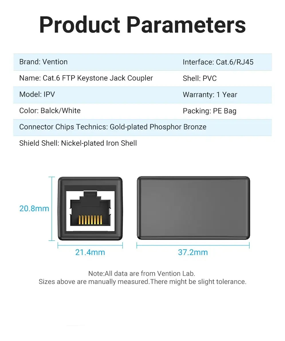 Adaptador Union Rj45 Cat6 / Cat5e Ftp Lan Blanco Vention
