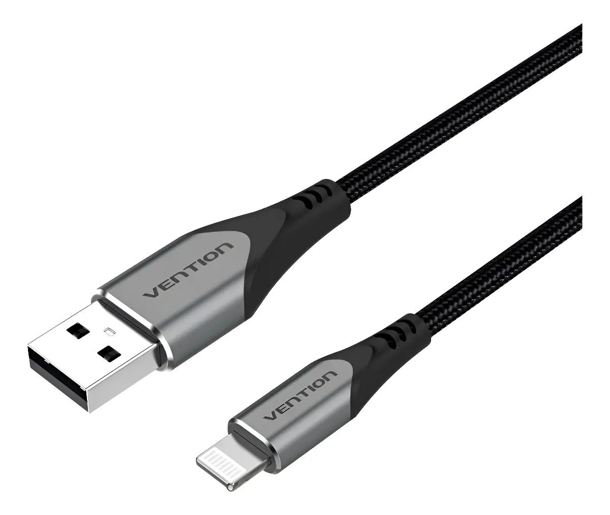 Cable Usb 2,0 Para iPhone 2,4a Trenzado 2 Metros Vention Negro