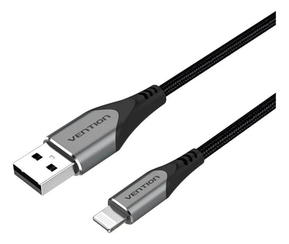 Cable Usb 2,0 Para iPhone 2,4a Trenzado 2 Metros Vention Negro